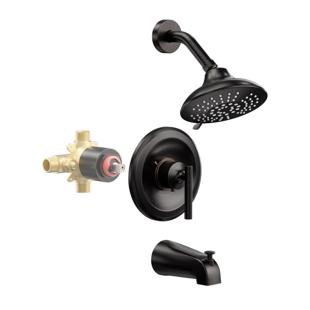 Bronze Shower Tub Faucet Set: Single Handle Bathroom Shower Trim Kit with6-Inch