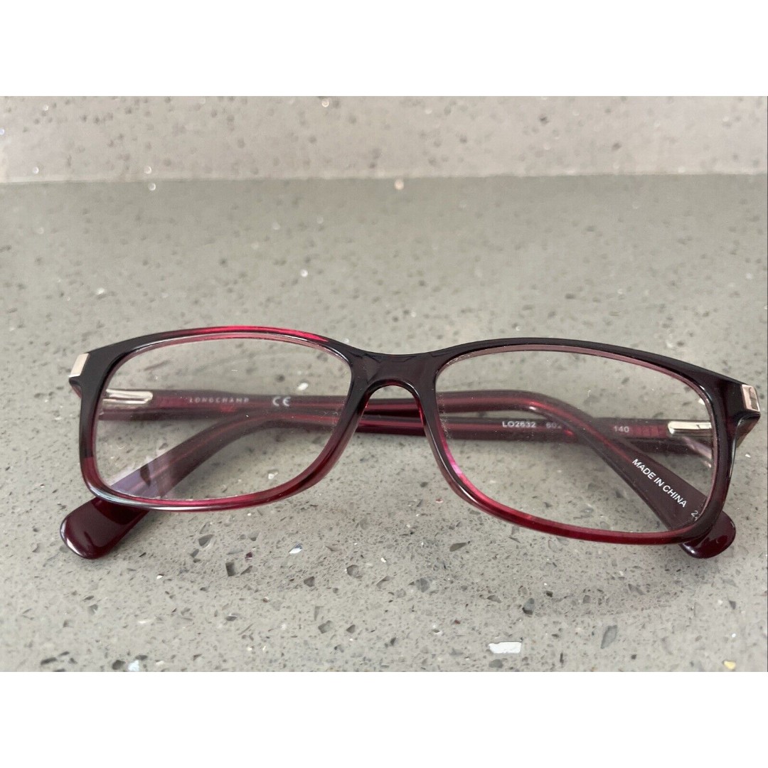 Longchamp Eyeglasses Frames LO2632 602 Clear Red Rectangular Full Rim 53-14-140