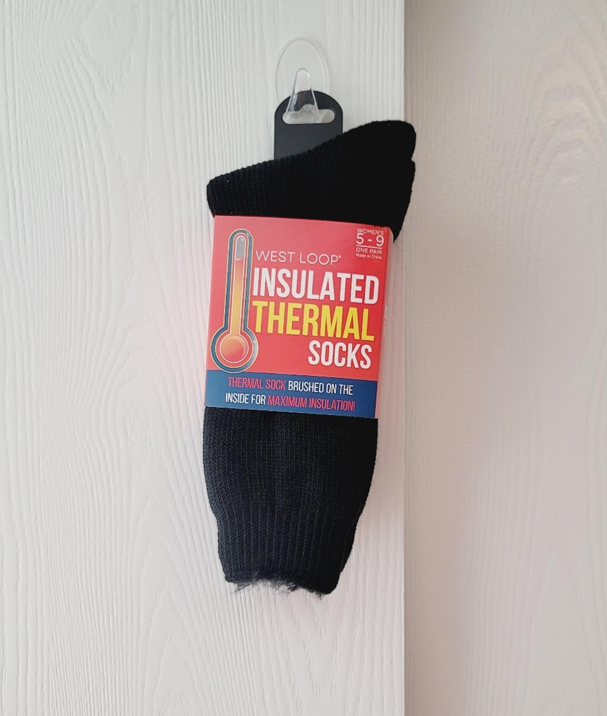 West Loop Women's Insulated Thermal Socks One Pair Size 5-9, Black