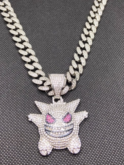 Iced Out Cuban chain with GENGAR pendan