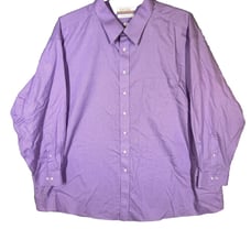 Roundtree & Yorke Gold Label Purple Dress Shirt Non-Iron Cotton Twill 20 M1194
