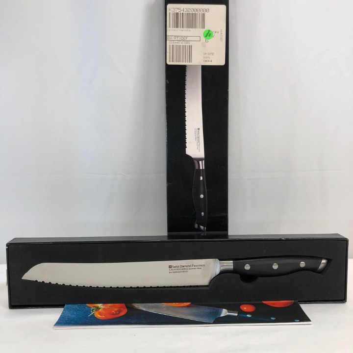 Swiss Diamond SDPK03 Bread Knife, Black/Silver, 8.5