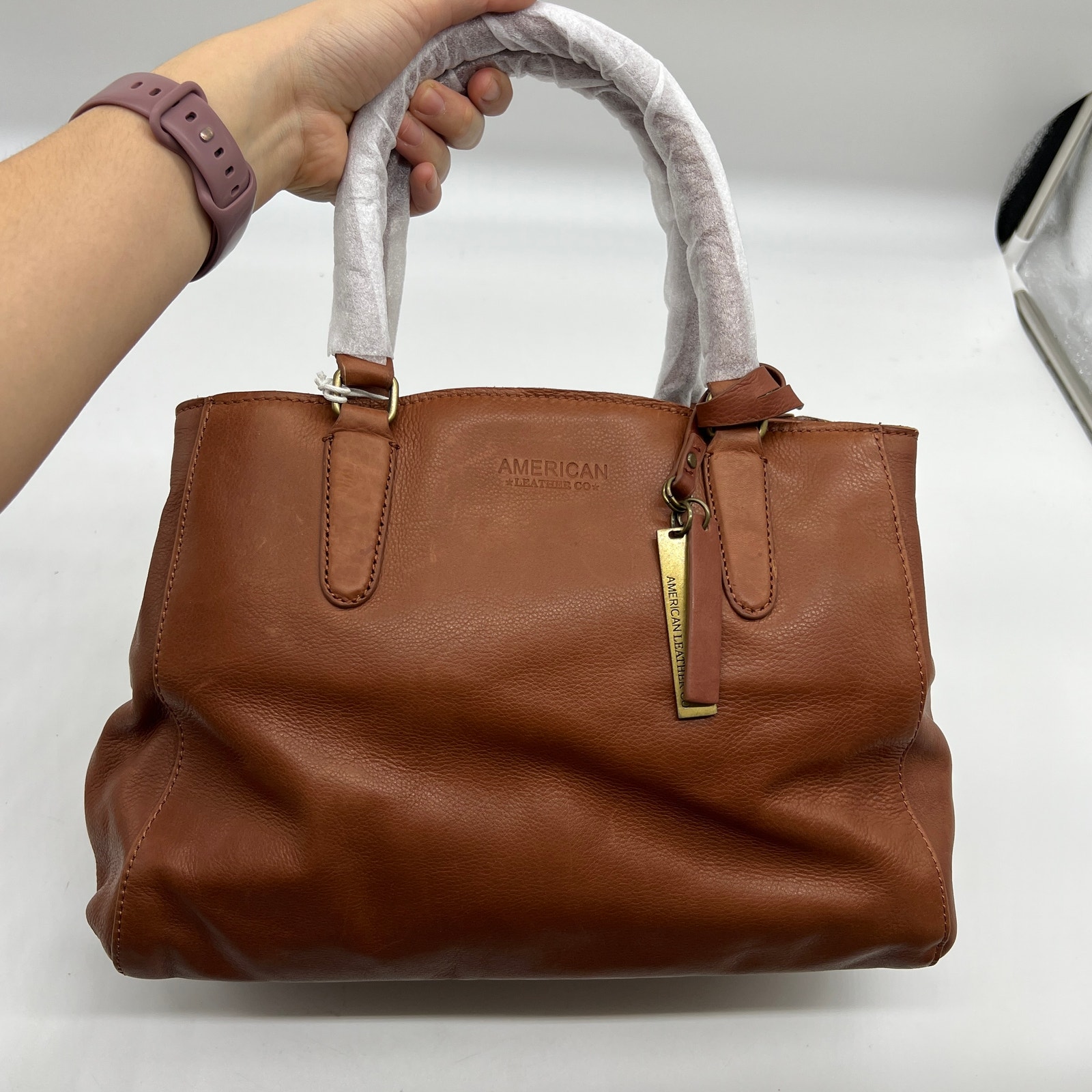 American Leather Co. Lavina Convertible Leather Satchel Brandy