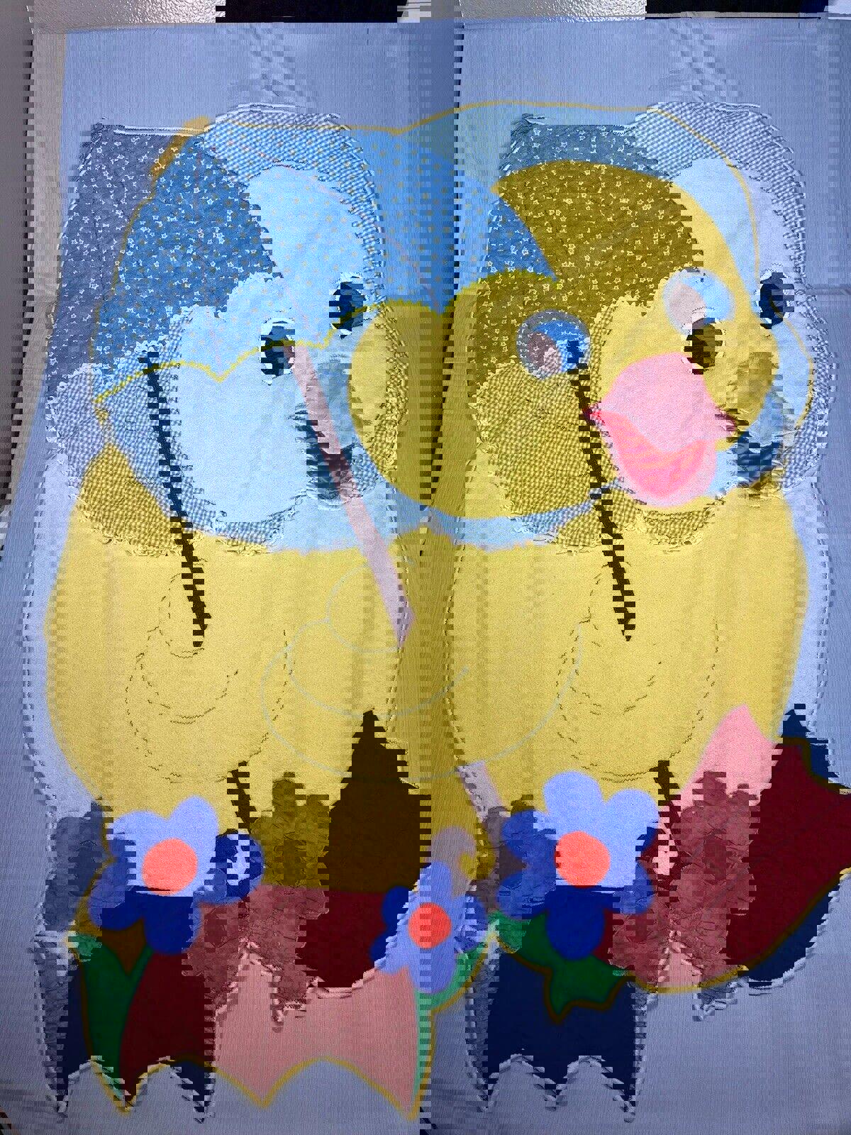 Childrens Baby Quilt Blanket Duck With Umbrella Nursery