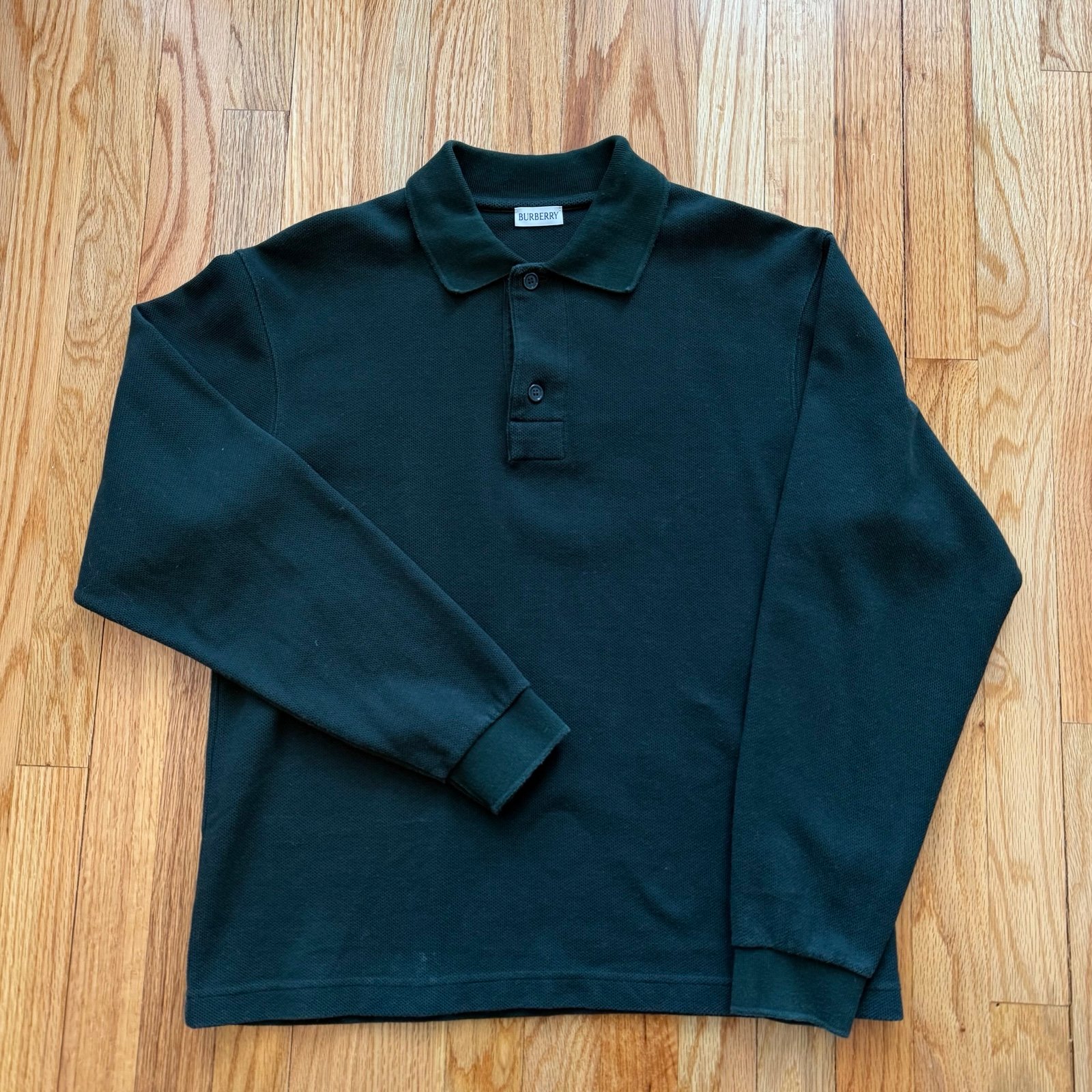 Burberry Green Cotton Long Sleeve Polo Shirt