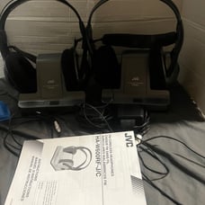 Lot Of 2 JVC HA-W600RF Wireless FM 900MHz Cordless Headphones with Base - TESTED