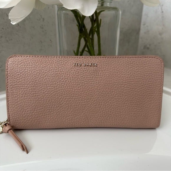 Ted Baker Women’s Leather Taupe Sunken Zip Padlock Charm Zip Around Wallet