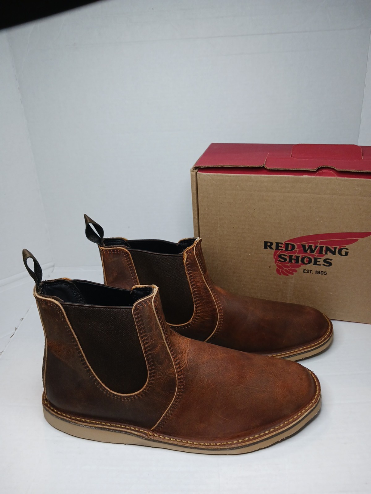 Red Wing Mens Sz 12 D Classic Chelsea Copper Leather Boots Soft Toe