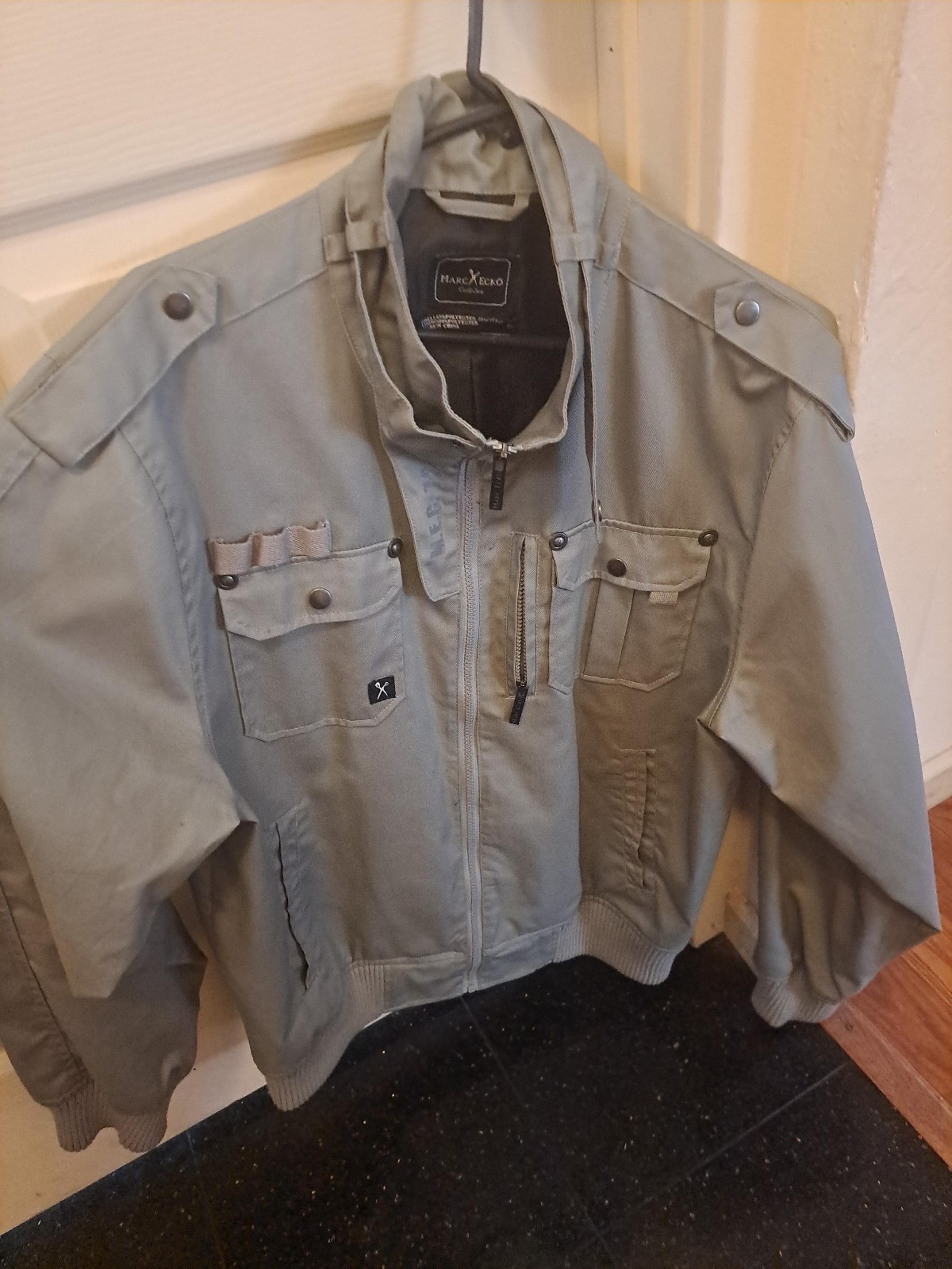 Mens Marc Ecko Cut & Sew Grey Lined Zipper Snaps Sportsman Style Jacket XL
