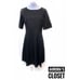 St. John 8 Black Sheath Dress Satin Short Sleeve Knee Length Half Sleeve 995
