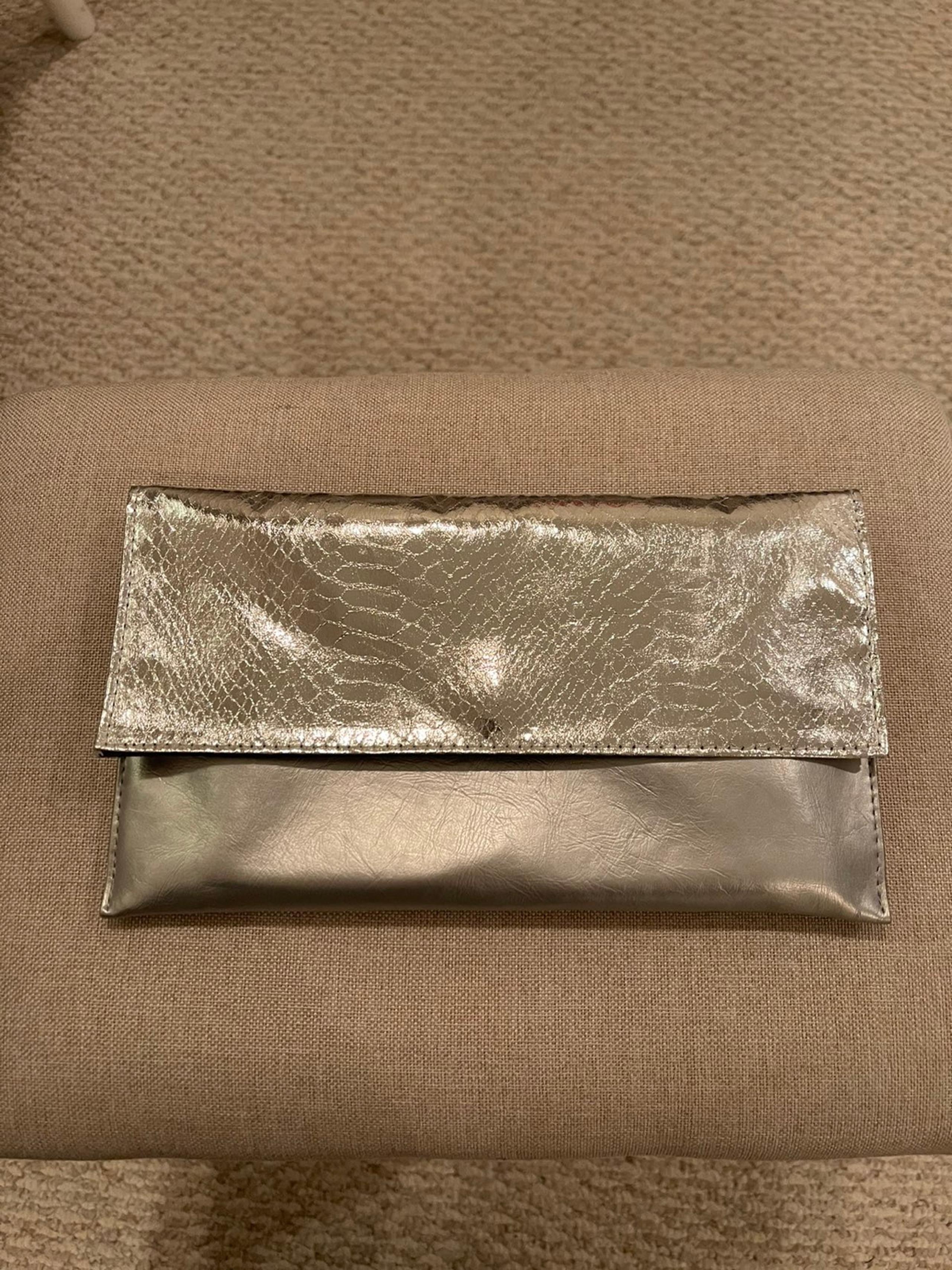 Saks Fifth Avenue Silver Clutch/Makeup Bag