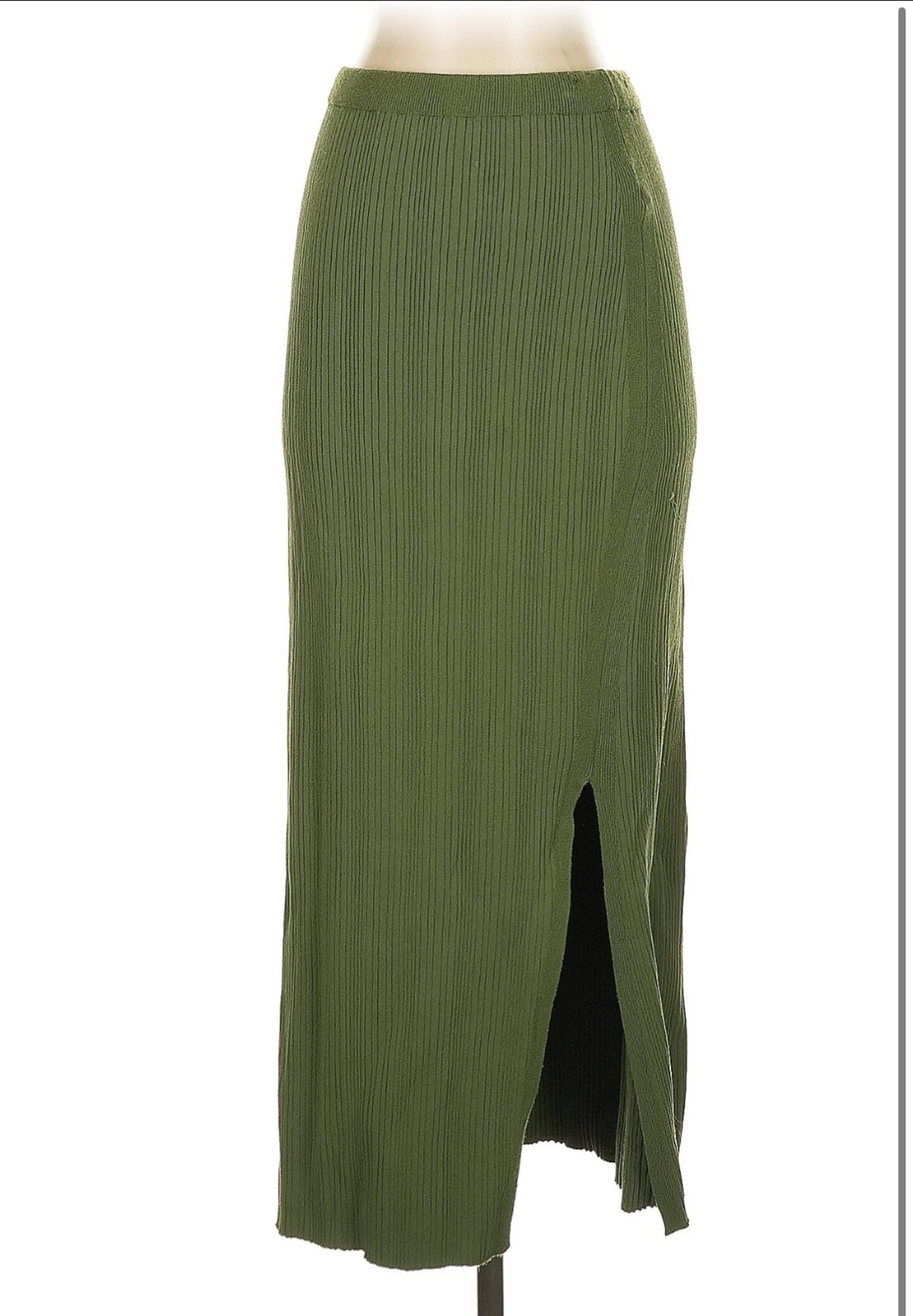 Rachel Zoe Los Angeles Green Maxi Midi Calf Slit Skirt Size Small