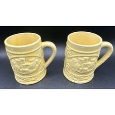 Lovely Sunny Yellow Japan Coffee Beer Mug 3-D Vtg Ceramic Japan 4” Pretty! -2Of
