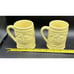 Lovely Sunny Yellow Japan Coffee Beer Mug 3-D Vtg Ceramic Japan 4” Pretty! -2Of
