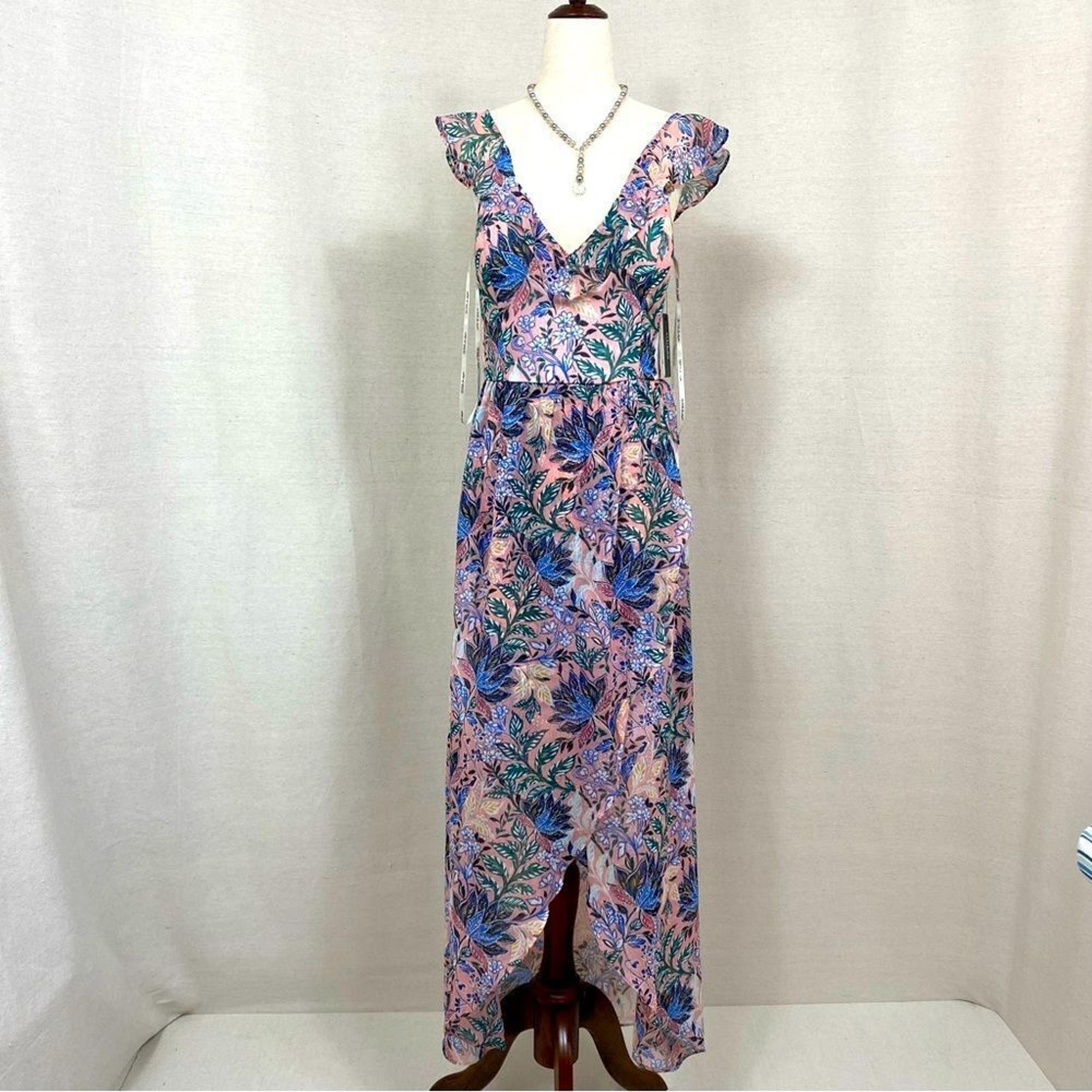 Guess High Low Maxi Dress With Fitted Bodies