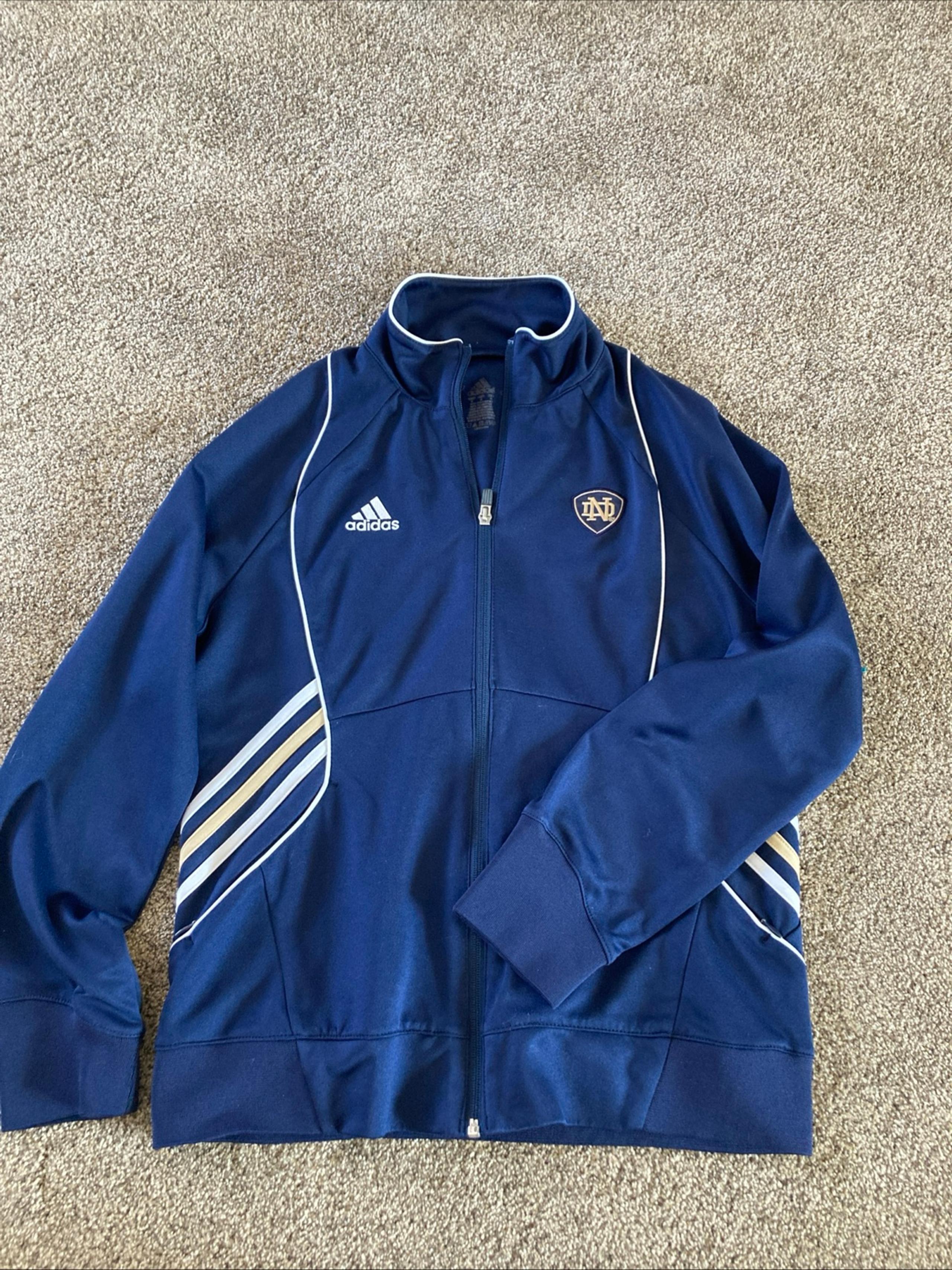 Adidas ClimaLite Notre Dame Women’s  Jacket  Full Zip Navy/Cream ND Logo Sz M