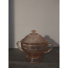Federal Sharon Cabbage Rose Pink Depression Glass (1930's) Sugar Bowl with Lid