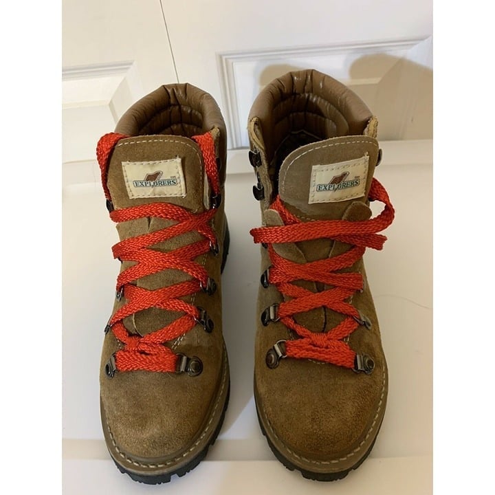 Explorers Mountain Men’s Sz 5 Ankle Boots Hiking Brown Leather Lug Sole