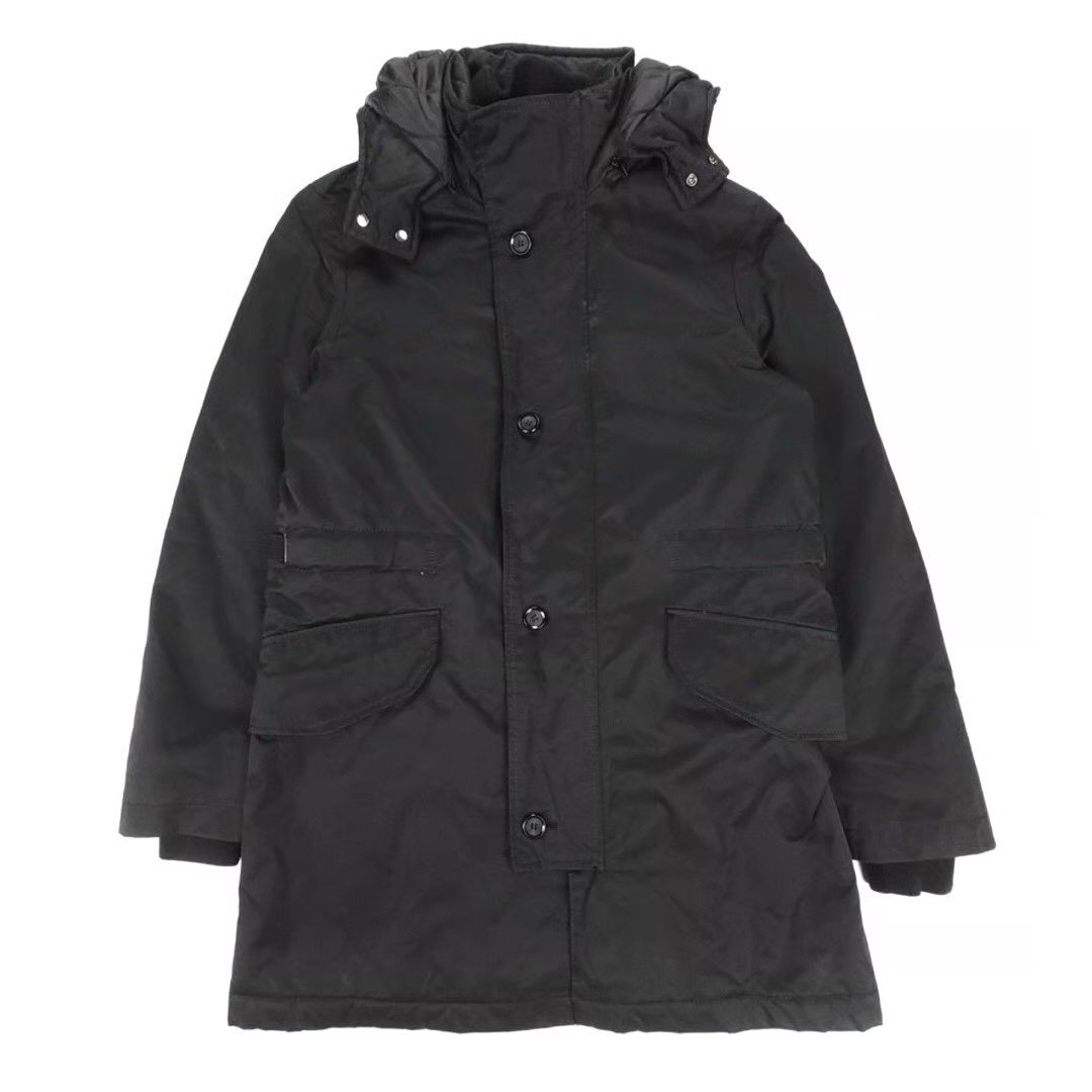 ZARA MAN Long Parka Jacket Windbreaker Hoodie Military Coat Large Black Gorpcore