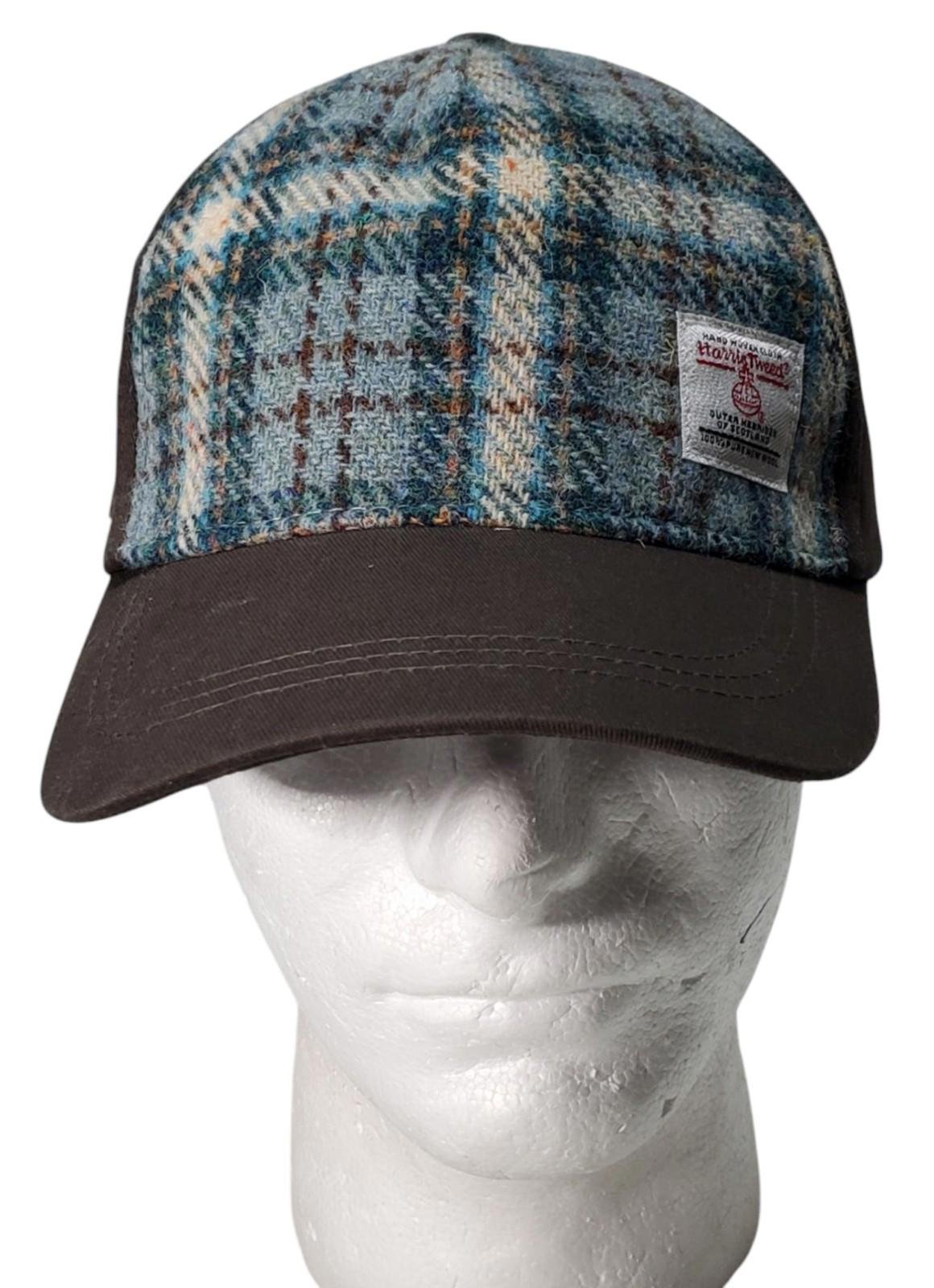 Glen Appin Of Scotland Harris Tweed Blue Plaid Wool Strapback Baseball Hat Cap