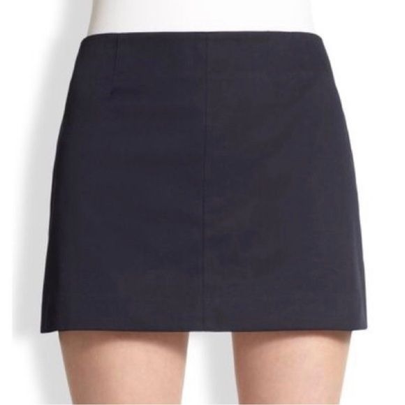 THEORY | Natalle Classic Black Wool Blend Flat Front Mini Skirt in ‘Tailor’
