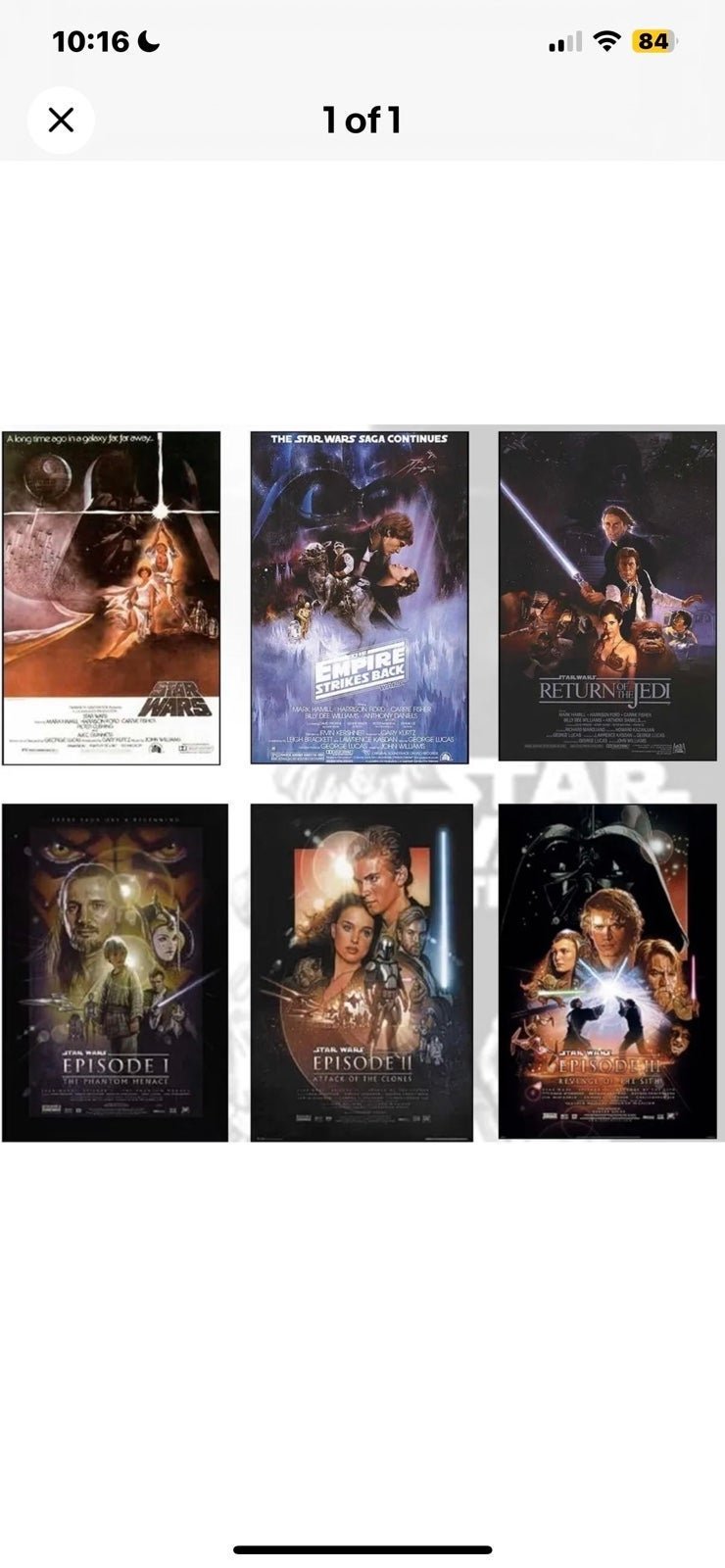 Star Wars Episodes 1 - 6 Poster Set