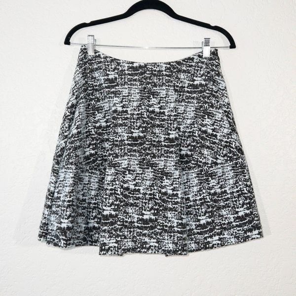 Jonathan Simkhai Blue & Black Patterned Thick Pleated Skirt Size 2