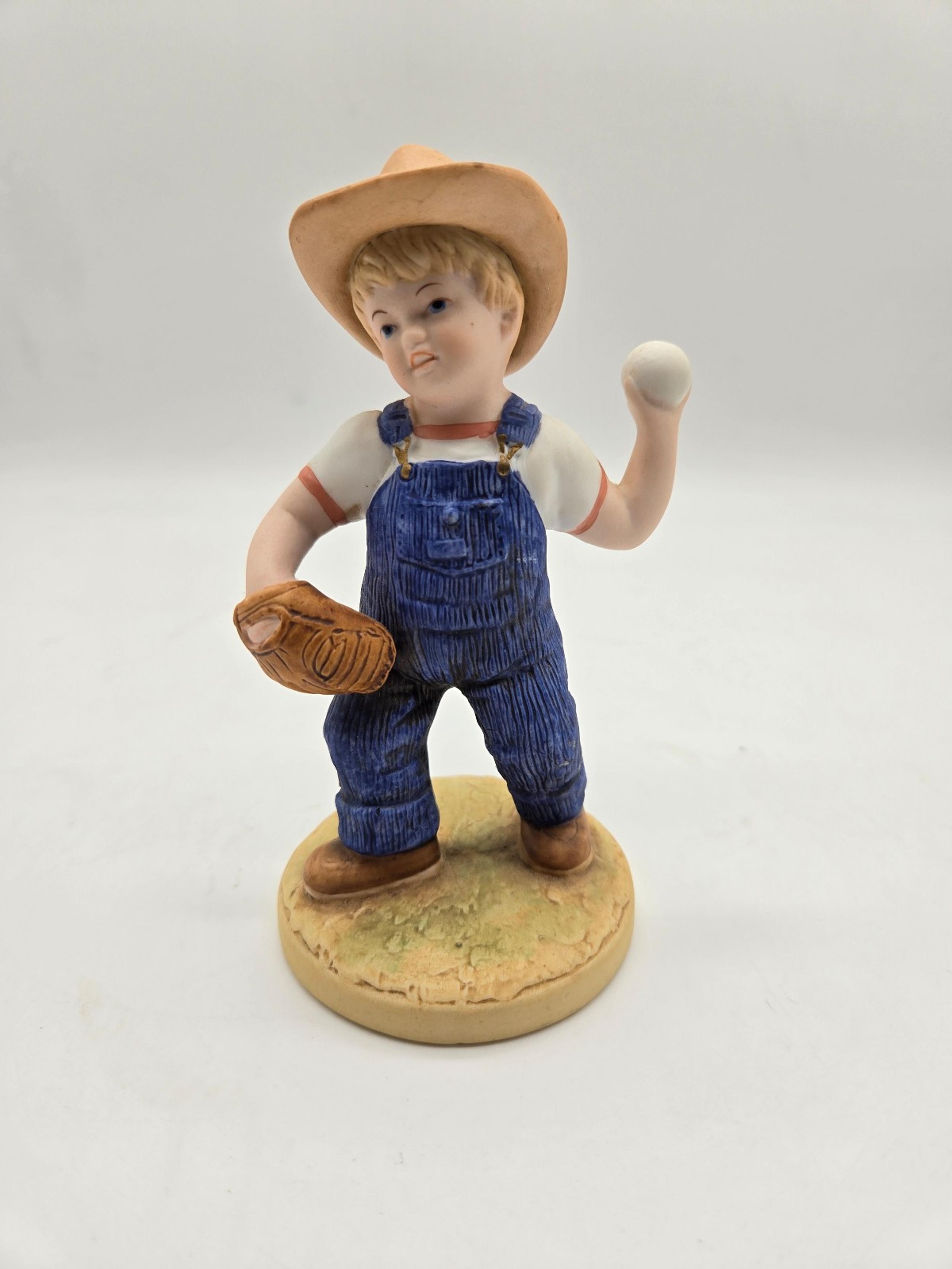 Home Interiors & Gifts Denim Days Let's Play Ball Porcelain Figurine