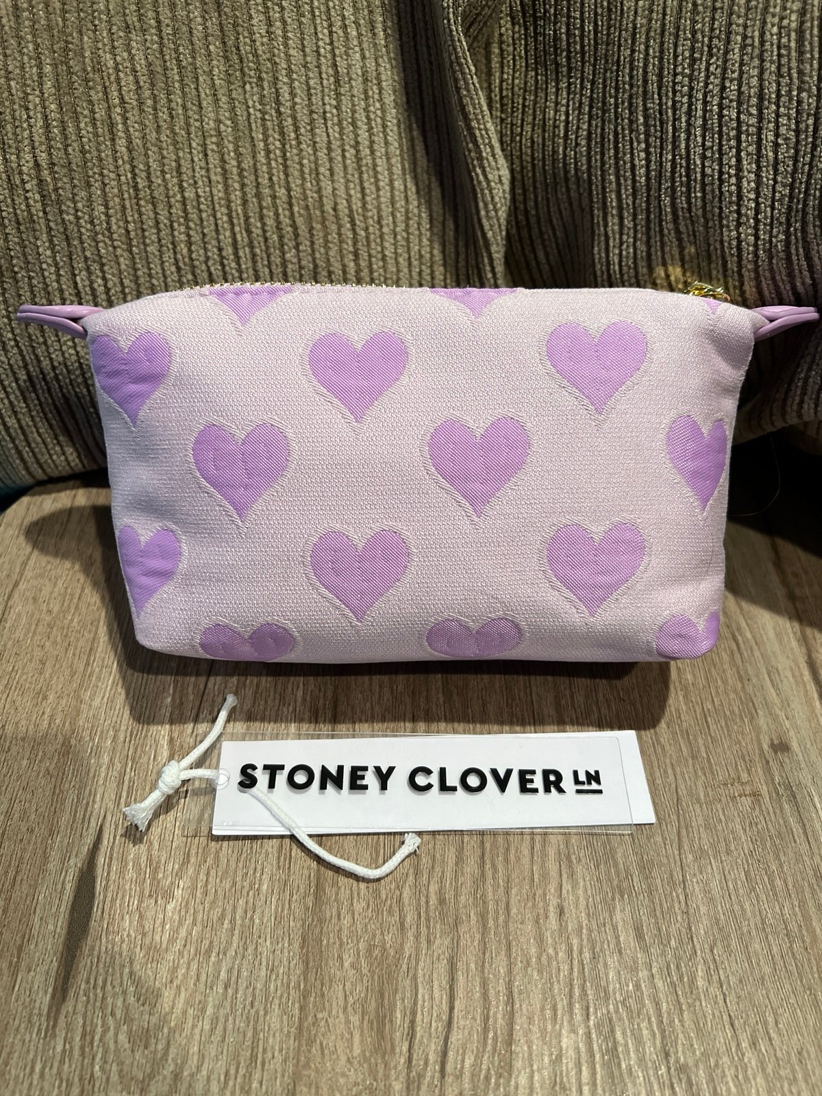Stoney Clover Lane Tampa Exclusive Pouchette Pouch Purple Hearts w/ Tampa patch