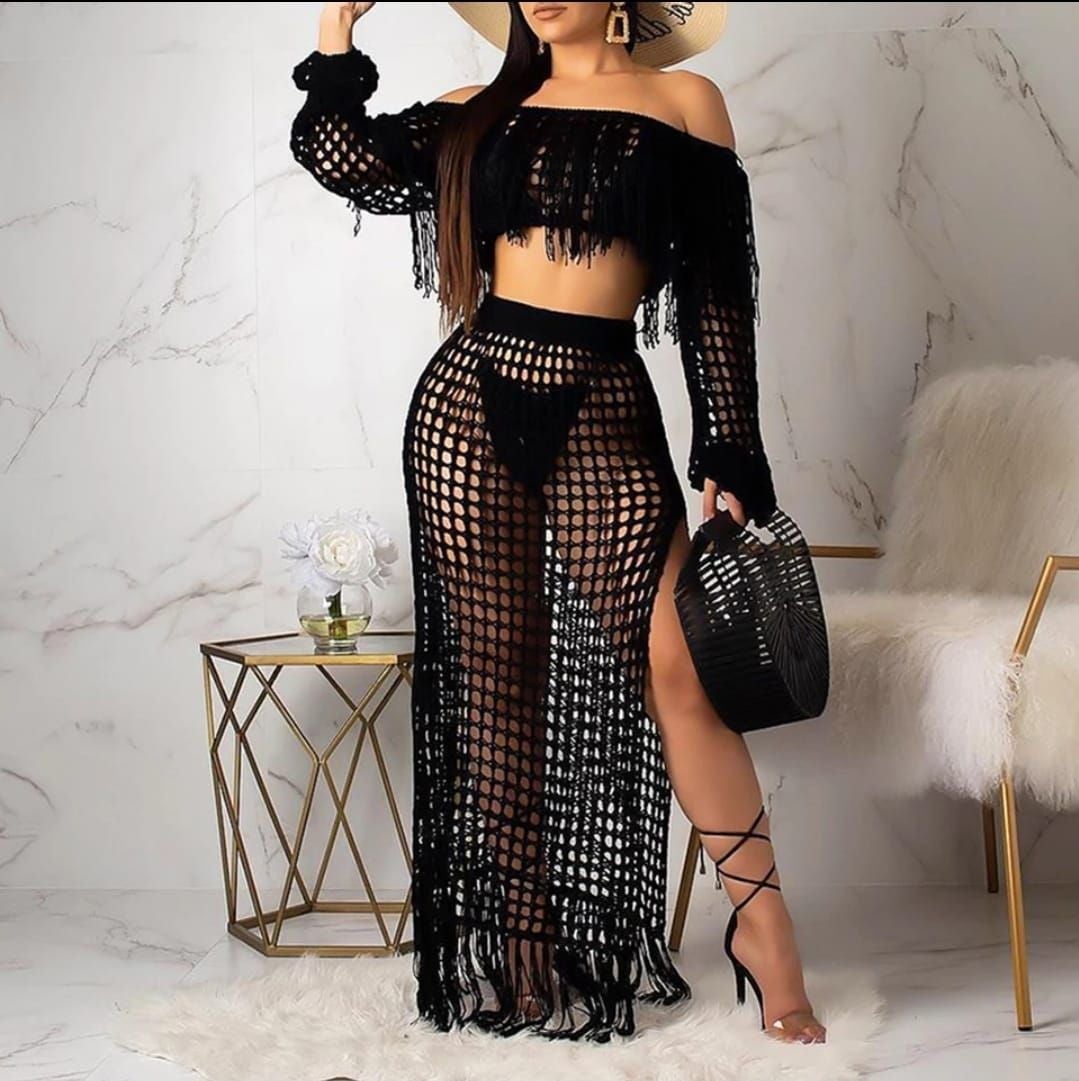 Bundle 2pcs Black Lace Kimono cover up