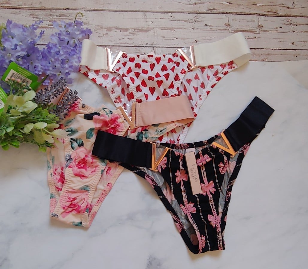 Bundle of 3 Victoria's Secret Brazilian V Hardware Panty M