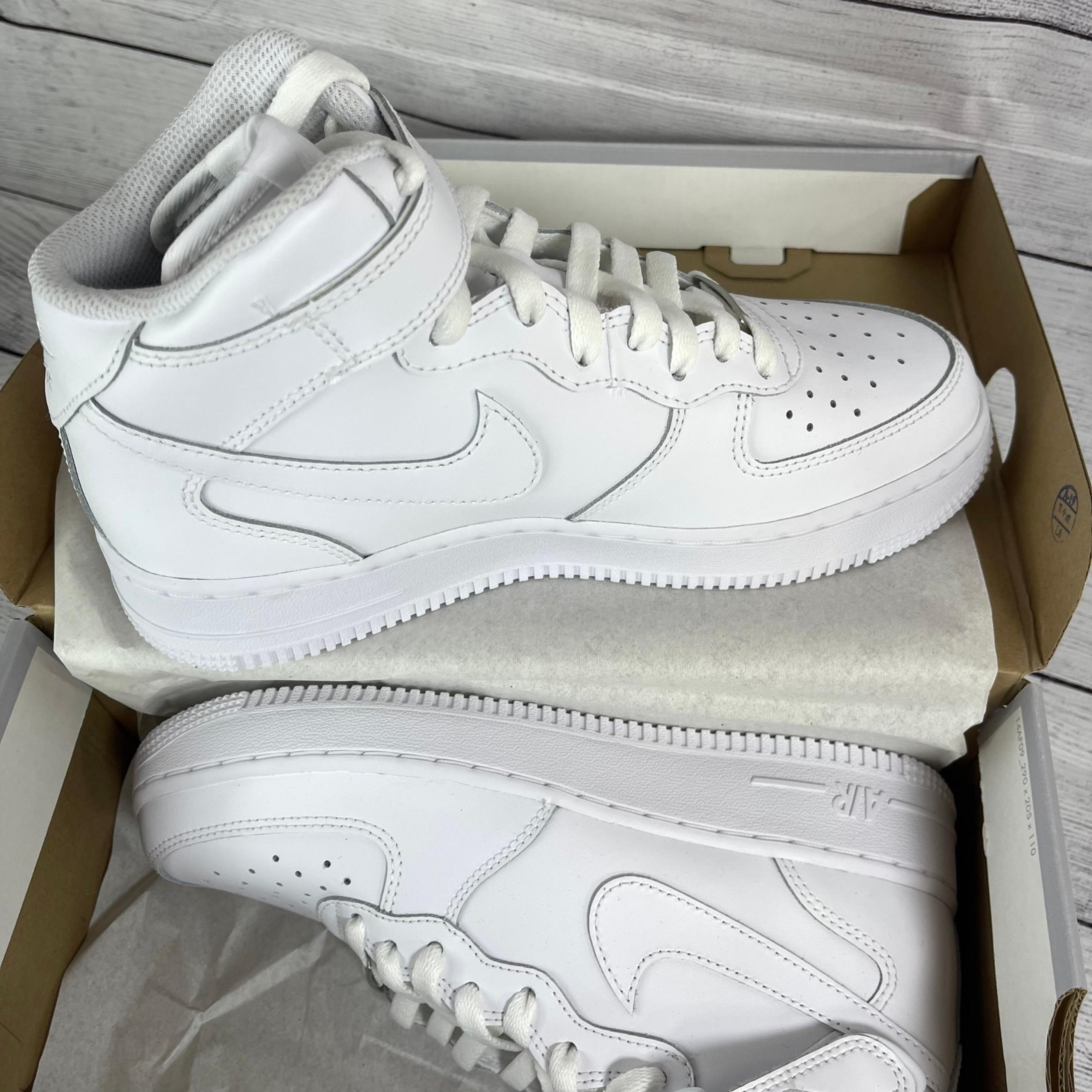 Nike Air Force 1 Mid (GS) White Sneakers Classic Style Kids Size 6Y Trainer Shoe
