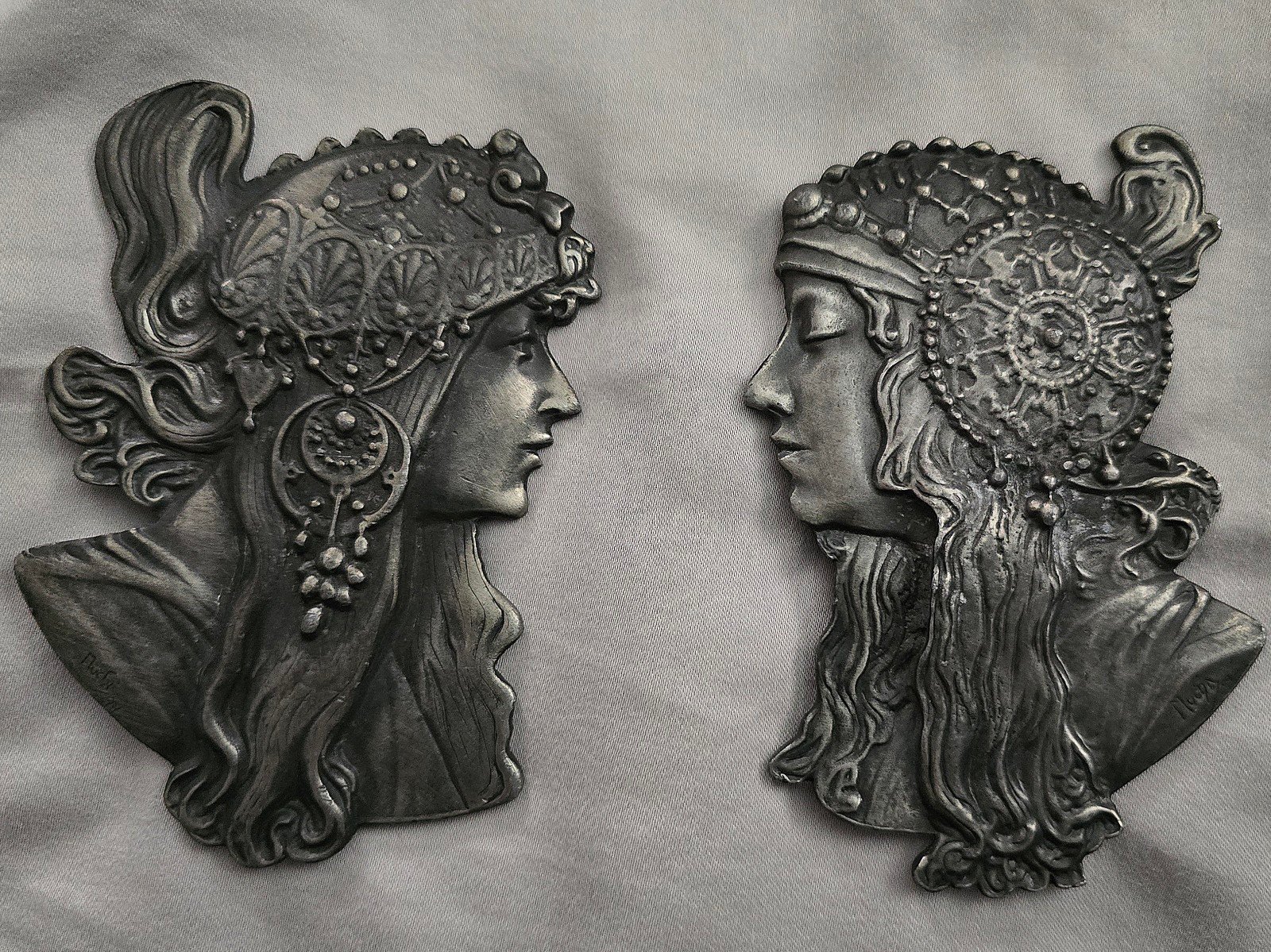 VTG His & Hers Indiana Metal Craft Pewter Belt Buckles