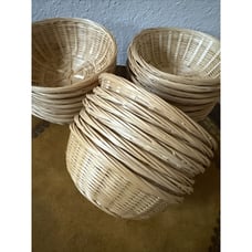 Vtg Set Of 22 Wicker Woven Basket Bowls Boho Decor Serving Bowl - 6”