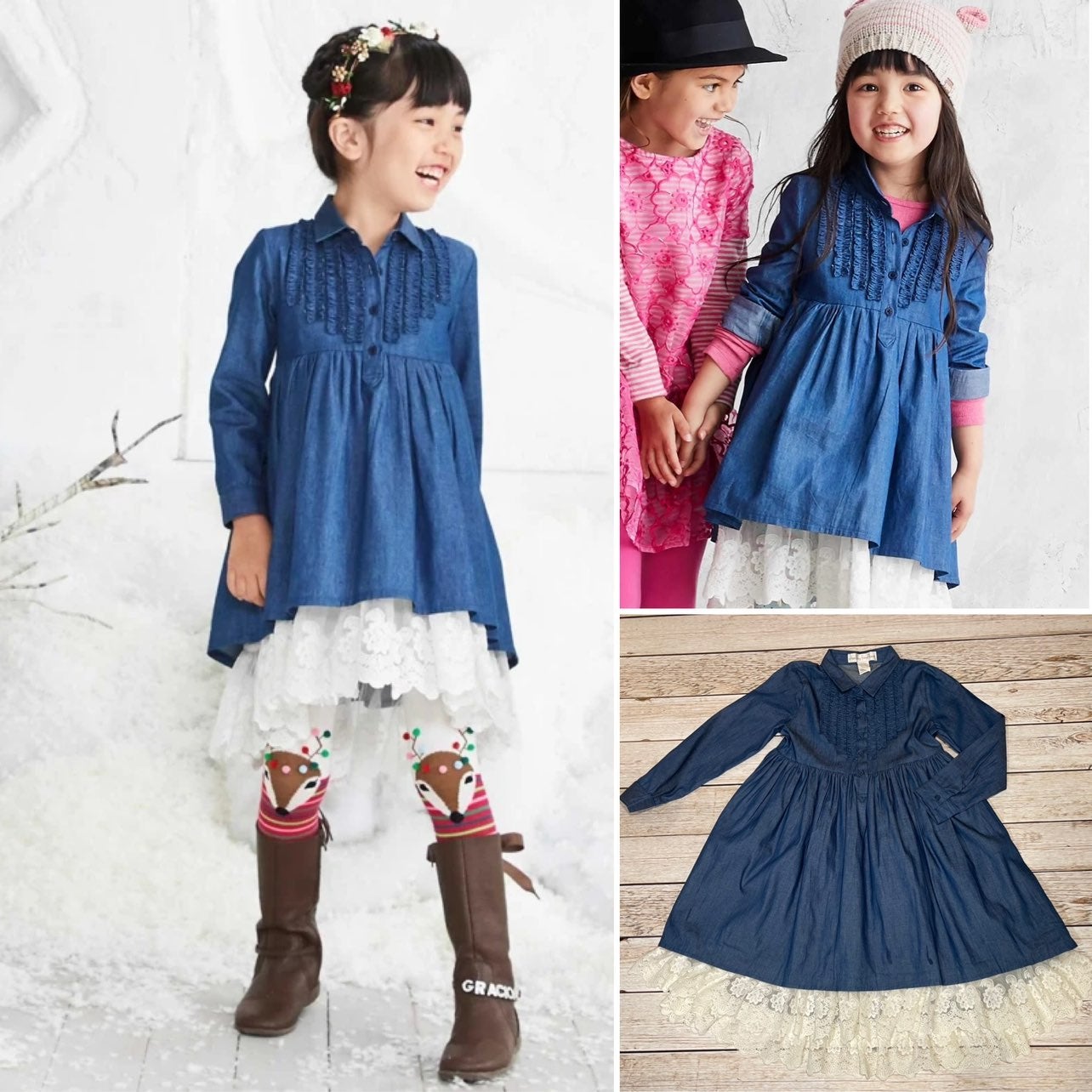 Chasing Fireflies Denim and Lace Dress Fall 8