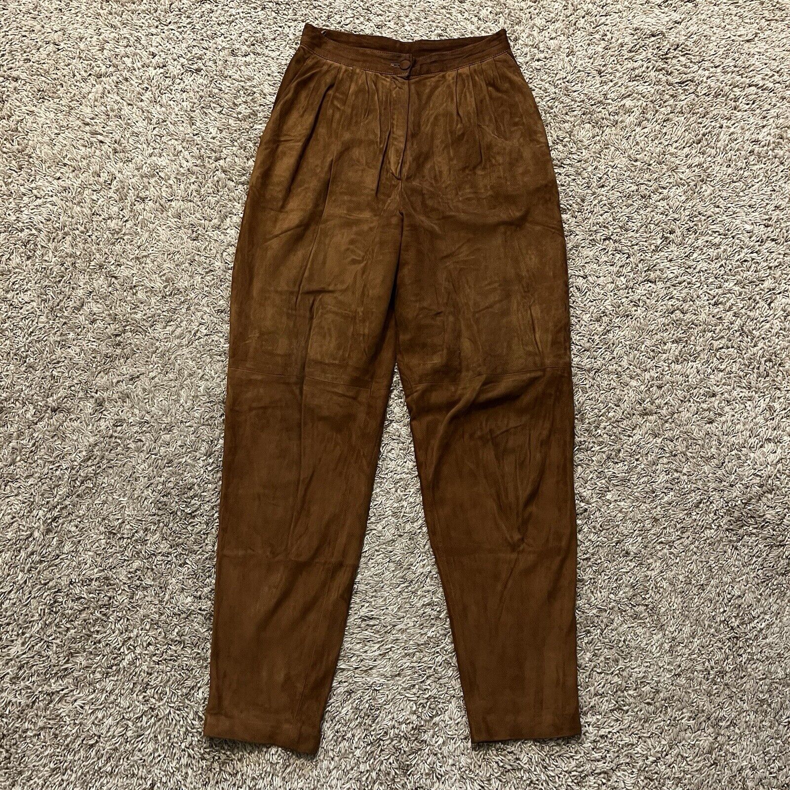 Vintage 50s 60s Brown Leather Suede Furo Ettex Paris France Pants 28x30