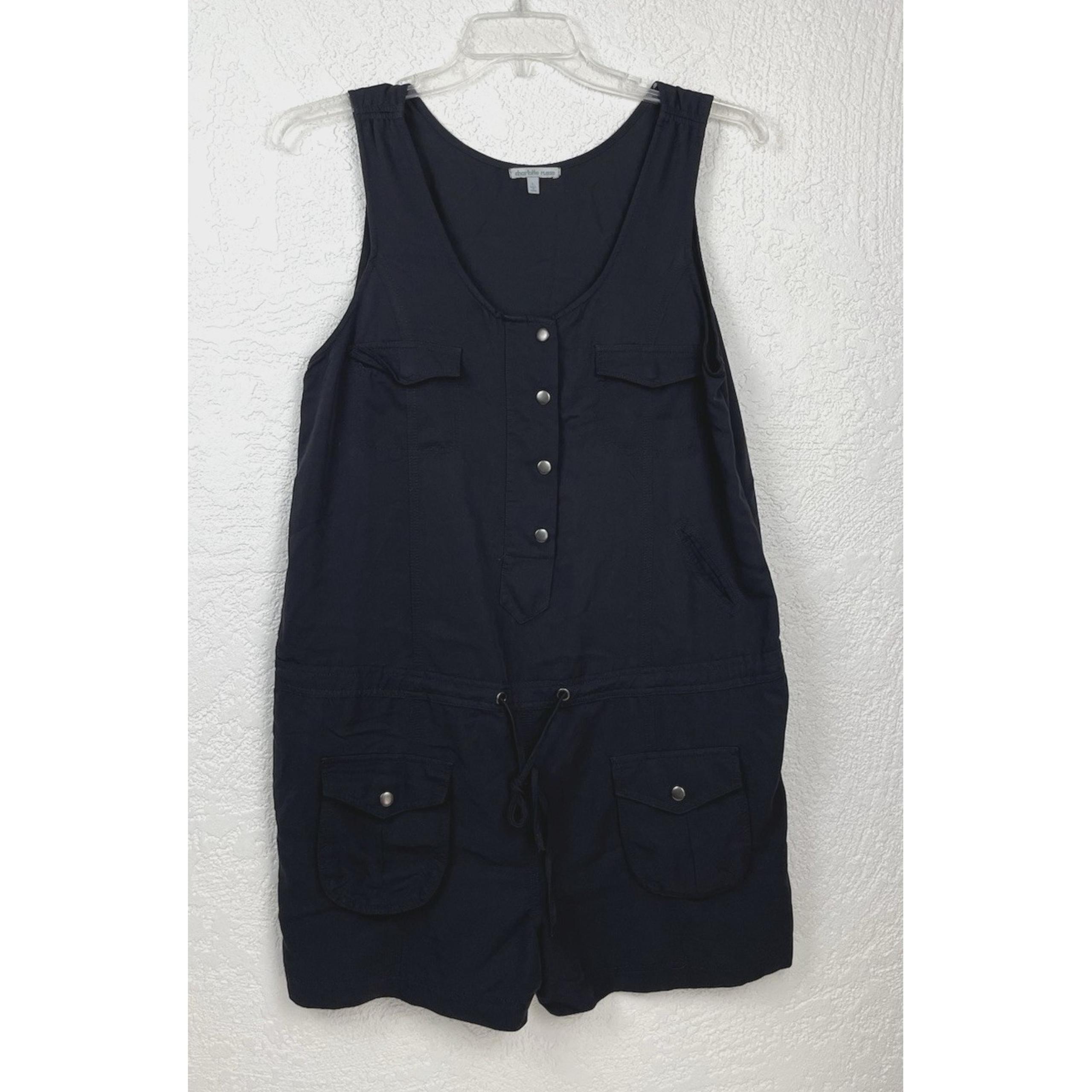 Charlotte Russe Womens Romper Size Large Black Scoop Neck Zipper/Snaps Front