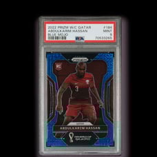 Abdulkarim Hassan Prizm World Cup Rookie Blue Mojo /75 PSA 9