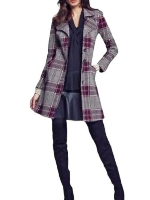 Cabi Sovereign Mulberry Plaid Coat