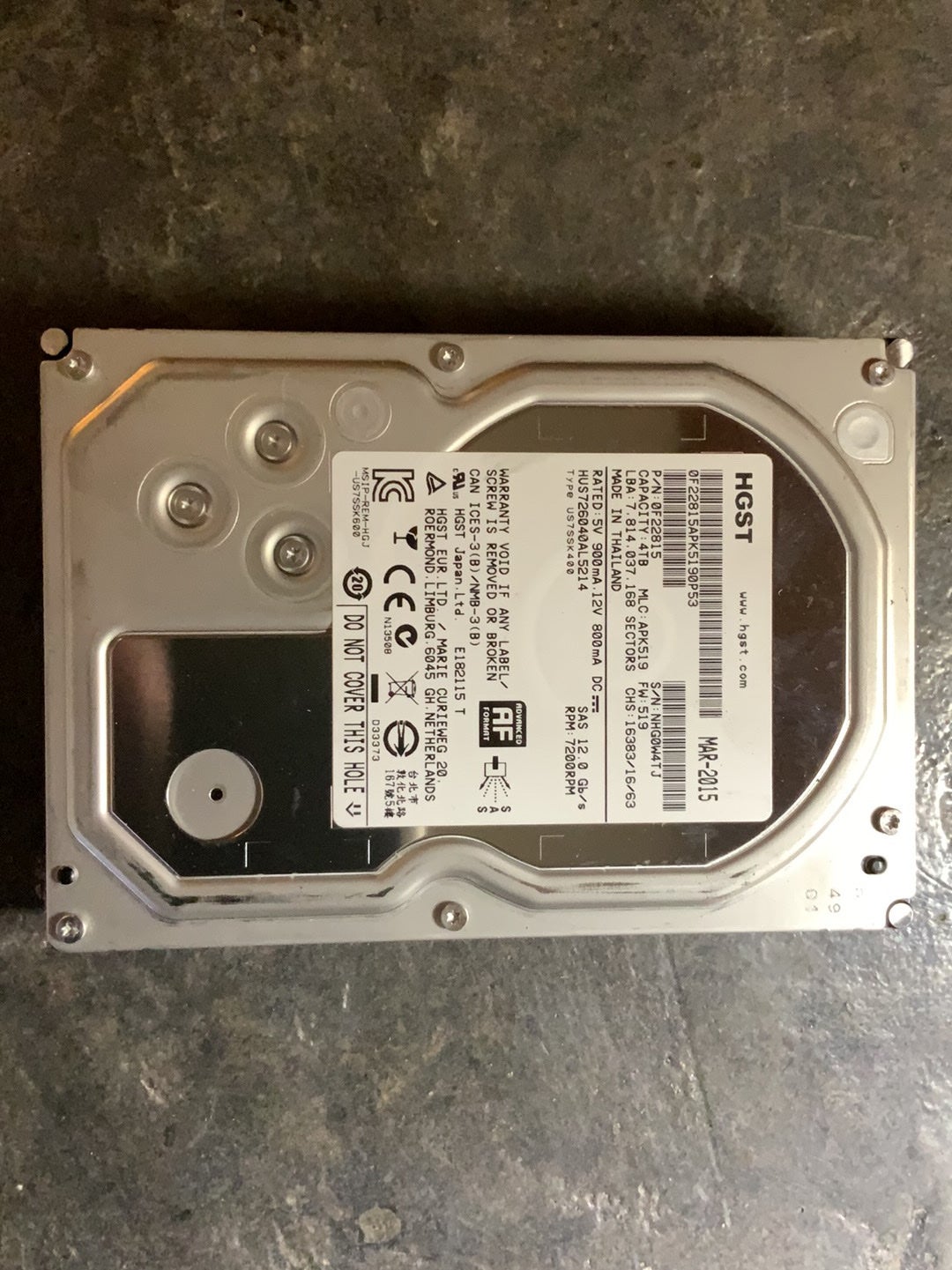 4tb SAS Hard Drive 3.5” HGST