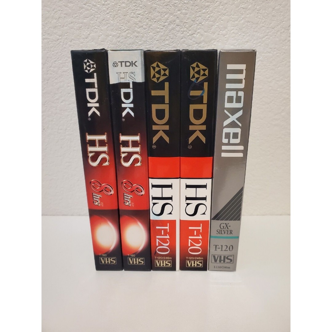 TDK Maxell Premium Quality HS 6 And 8 Hour VHS Tape Blank New Sealed Lot Of 5