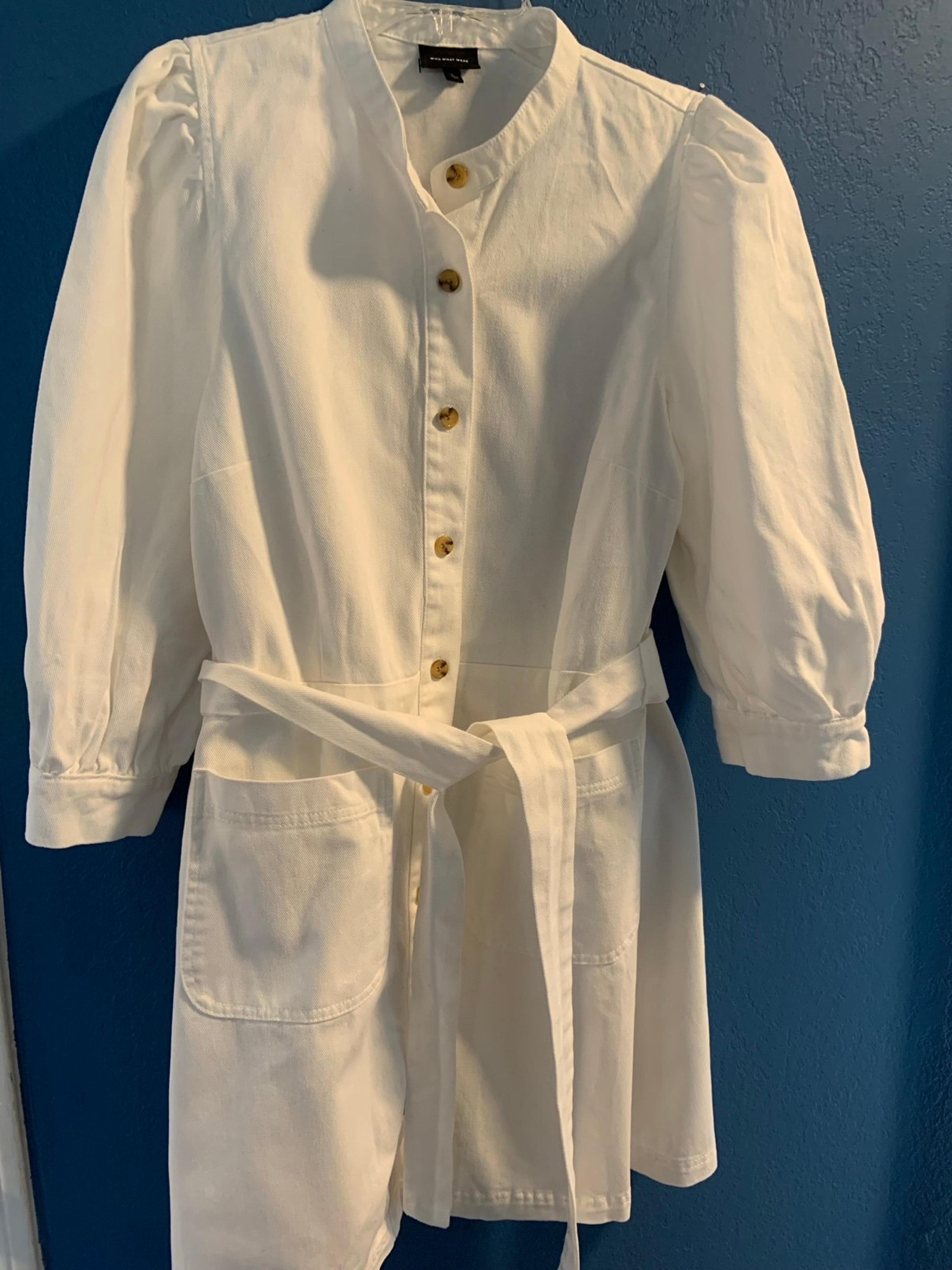 Who What Wear White Denim Women’s Button Up Belted Dress Size Large
