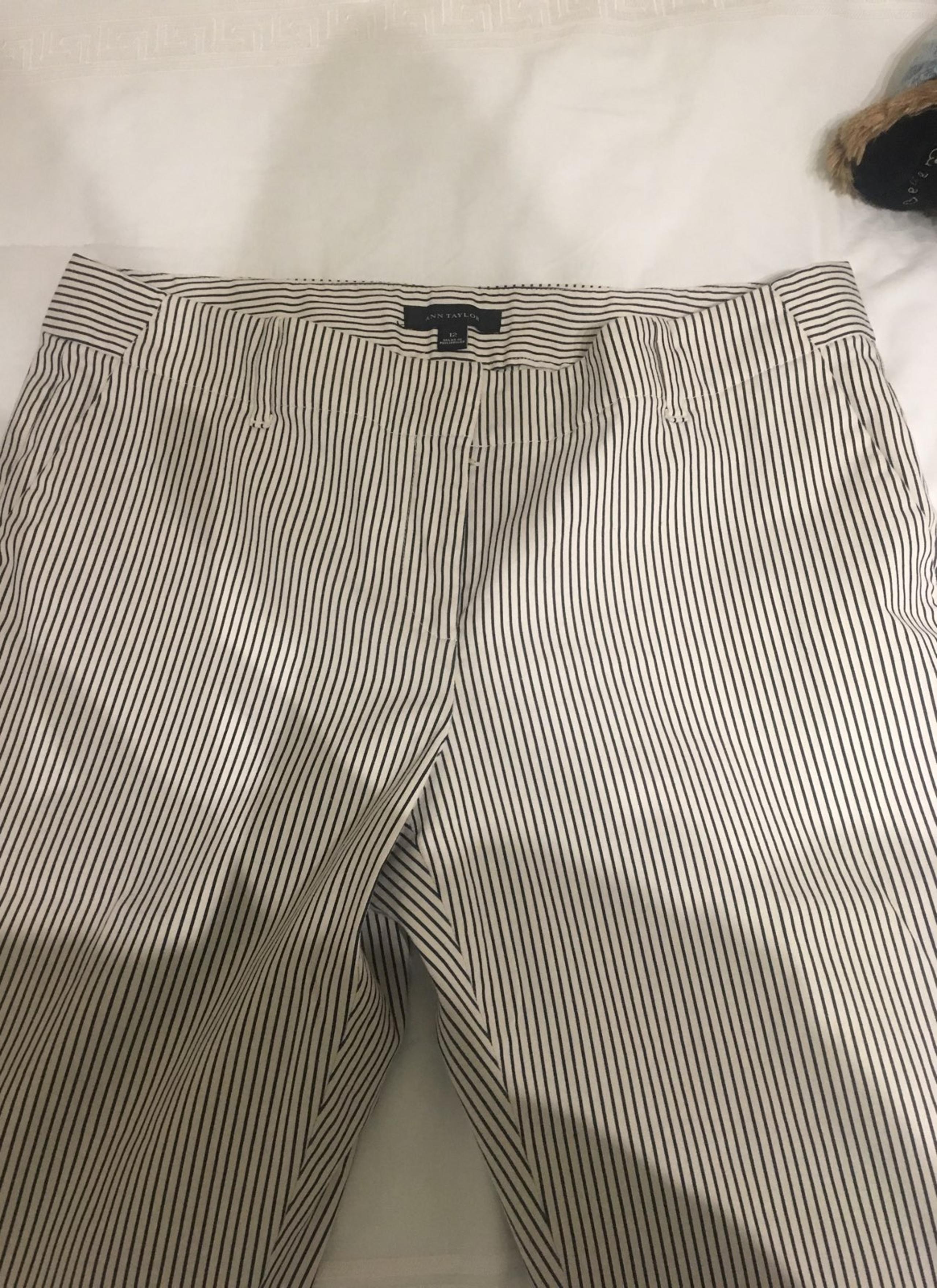 Ann Taylor Cropped Striped Ankle Pant
