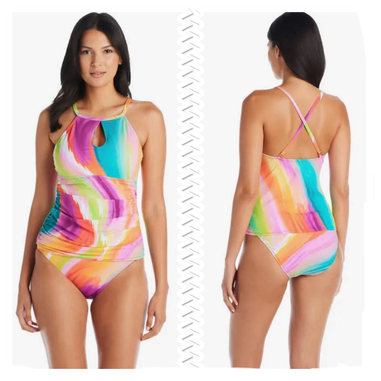 Bleu Rod Beattie Splash Out High Neck Tankini Top Size 4 Bottom Size 6