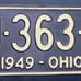 Vtg Ohio License Black Plate #U363F Waffle Style 1949 OH Local Home Decor Craft