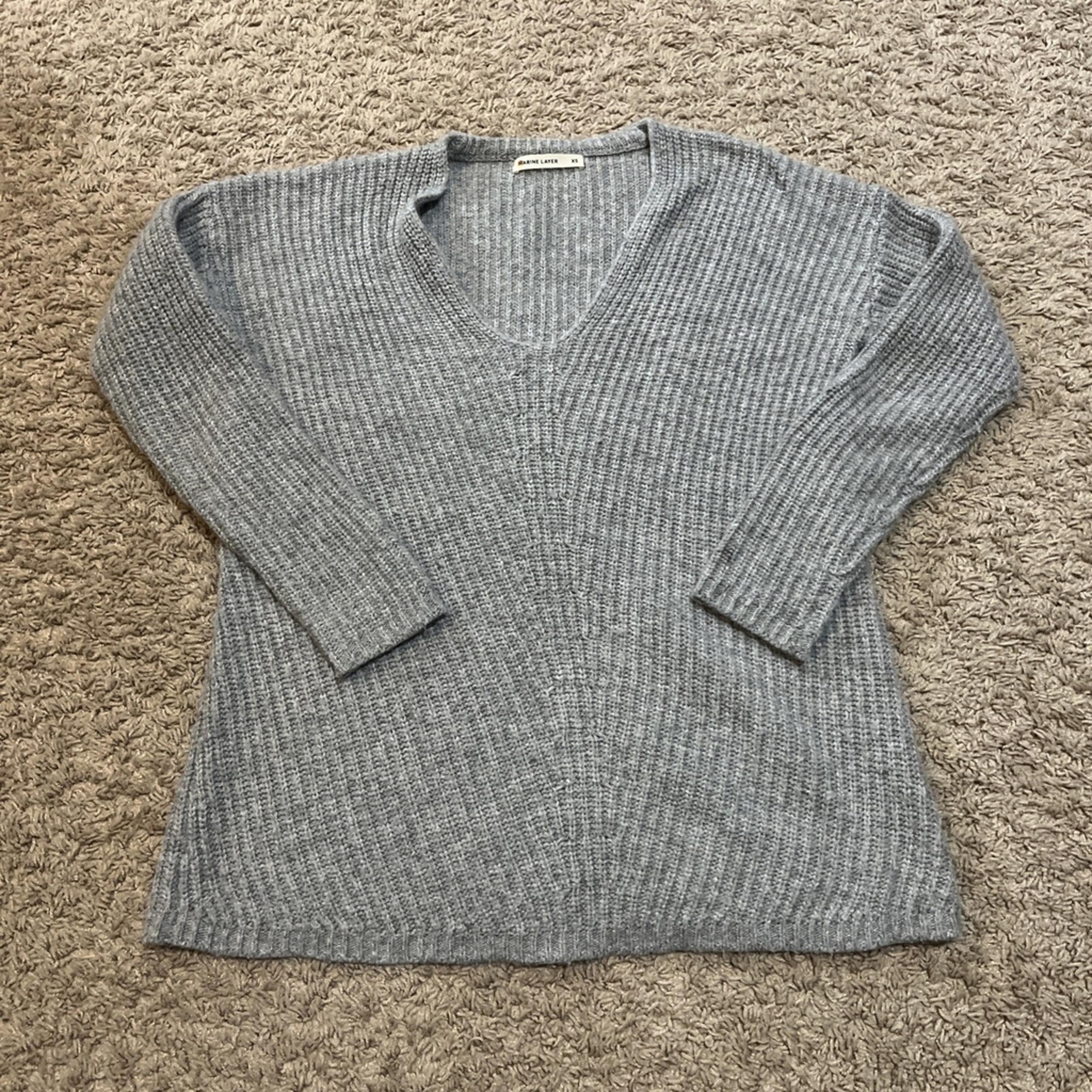 Marine Layer Ribbed Sweater Women's XS Gray Pullover Cotton Garment Dye