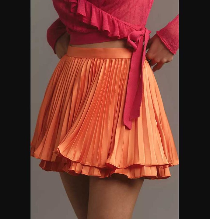 New women's S Hutch x Anthropologie pleated mini skort in Orange