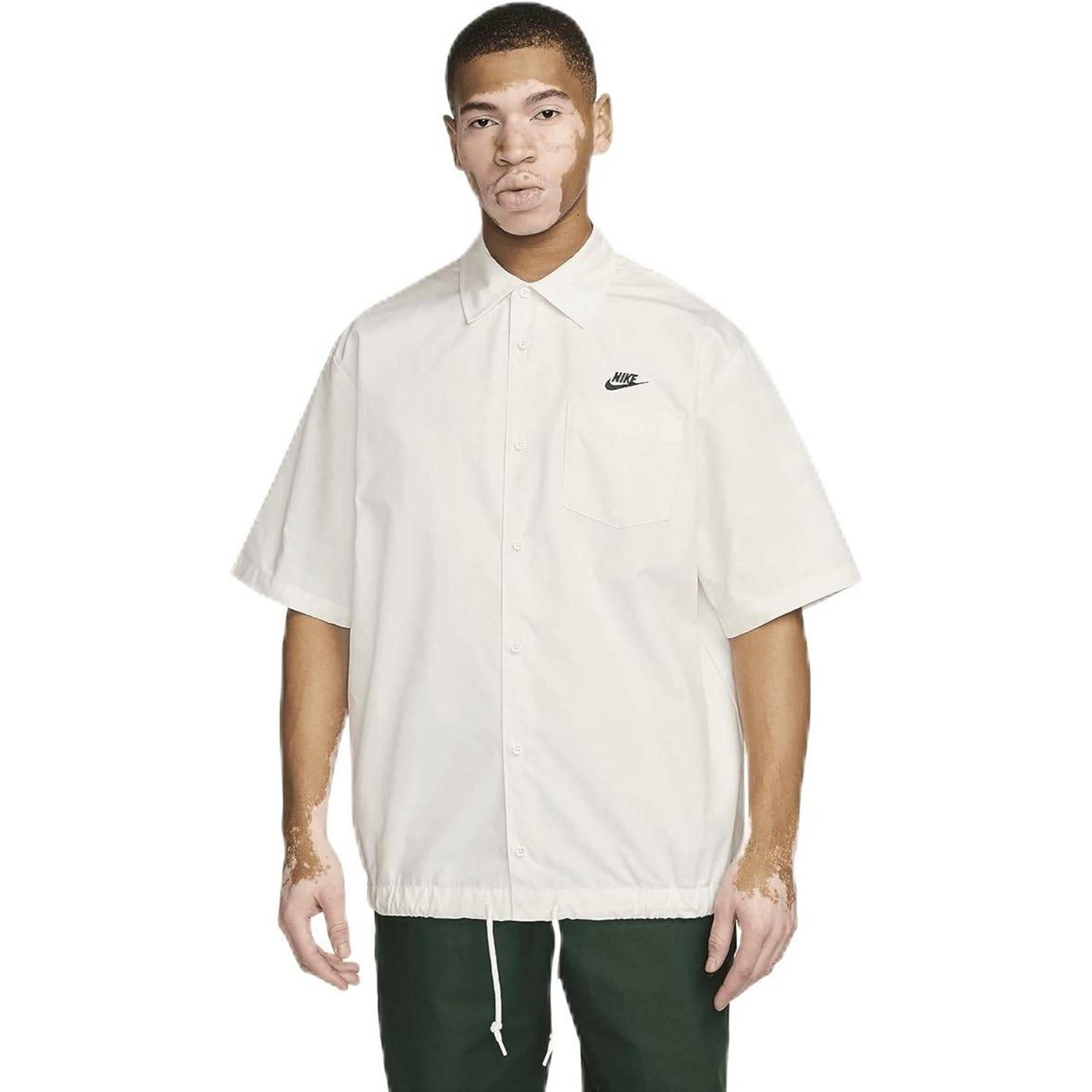 Nike Club Men's Short-Sleeve Oxford Button-Up Shirt, White, Medium