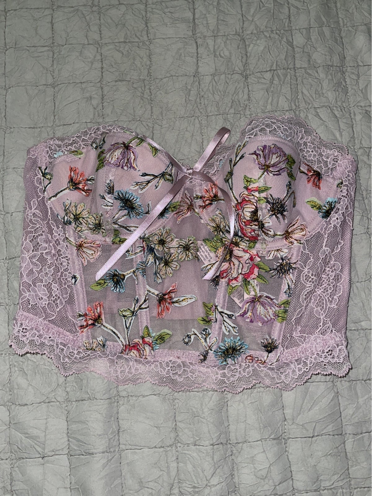 Lavender floral bustier top victoria secret