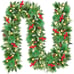 New 9ft Christmas Garland with Lights Pine Cones, Berries for Stairs or Doors